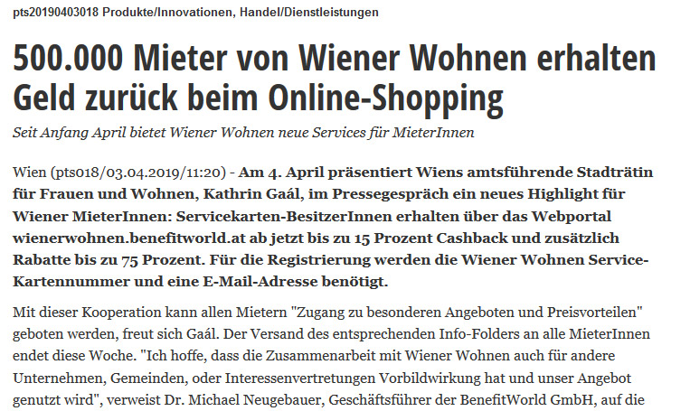 500.000 Mieter von Wiener Wohnen erhalten Geld zurück beim Online-Shopping