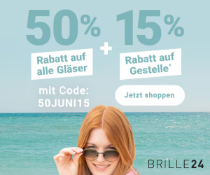 50% Rabatt auf Gläser + 15% auf Gestelle