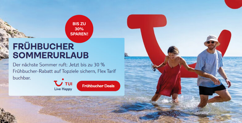 Frühbucher Sommerurlaub: Bis zu 30% Rabatt